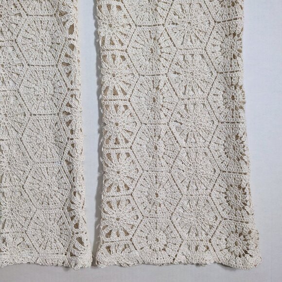 H&M Crochet Straight Leg Pants Cream Size S - Picture 12 of 12